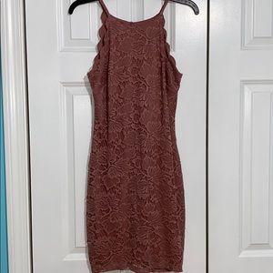 Mauve Scallop Lace Dress
